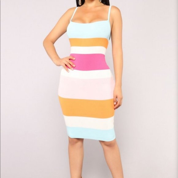 Dresses & Skirts - Color Block Striped CANDY Stretchy Summer Dress